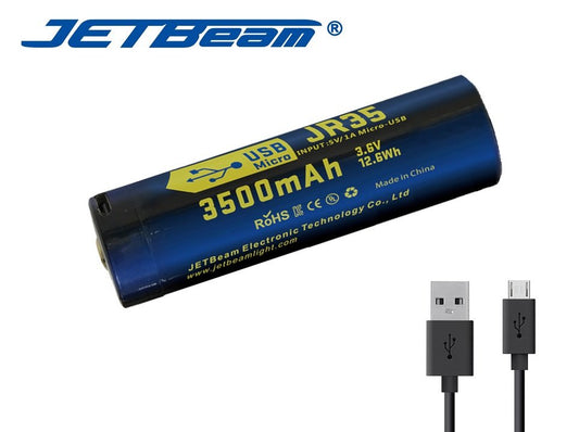 New Jetbeam 18650 3500mAh USB 3.6V Protected Button Top Rechargeable Battery