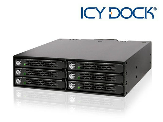 New ICY Dock MB996SK-6SB 6 Bay 2.5" SATA SAS SSD HDD Mobile Rack with Lock
