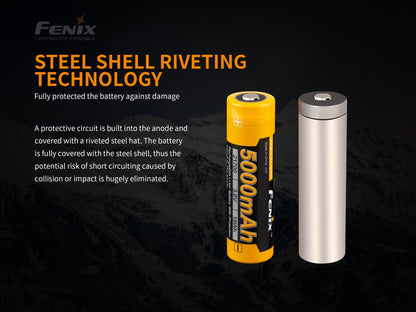 New Fenix 21700 5000mAh 3.6V Protected Button Top Cell Rechargeable Battery