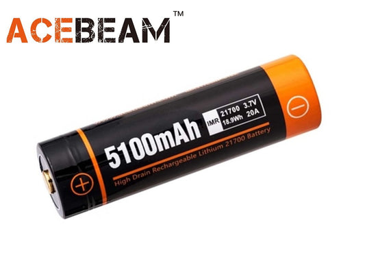 New AceBeam 21700 5100mAh 20A 3.7V High Drain Li-ion Rechargeable Battery