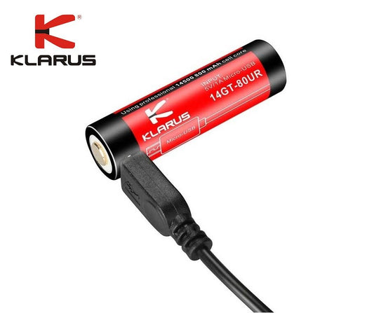 New Klarus 14GT-80UR 14500 800mAh 3.7V USB Protected Rechargeable Battery Cell