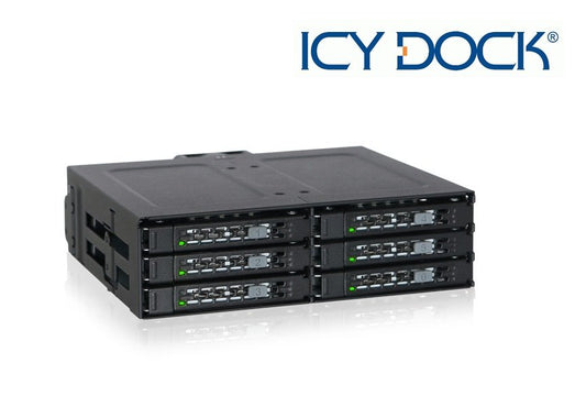New ICY Dock MB608SP-B 6 bay 2.5" SATA SAS SSD HDD Hard Drive Mobile Rack