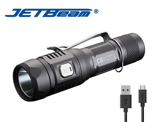 New Jetbeam C8 PRO USB Charge 1200 Lumens LED Flashlight Torch ( NO Battery )